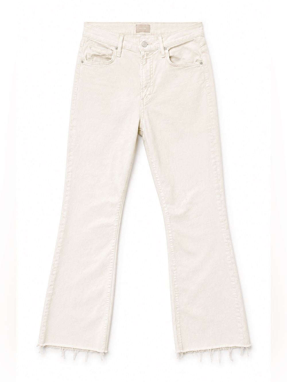 MOTHER The Insider Ankle Fray Jeans Chalk It Up Ivory Cream Size 27